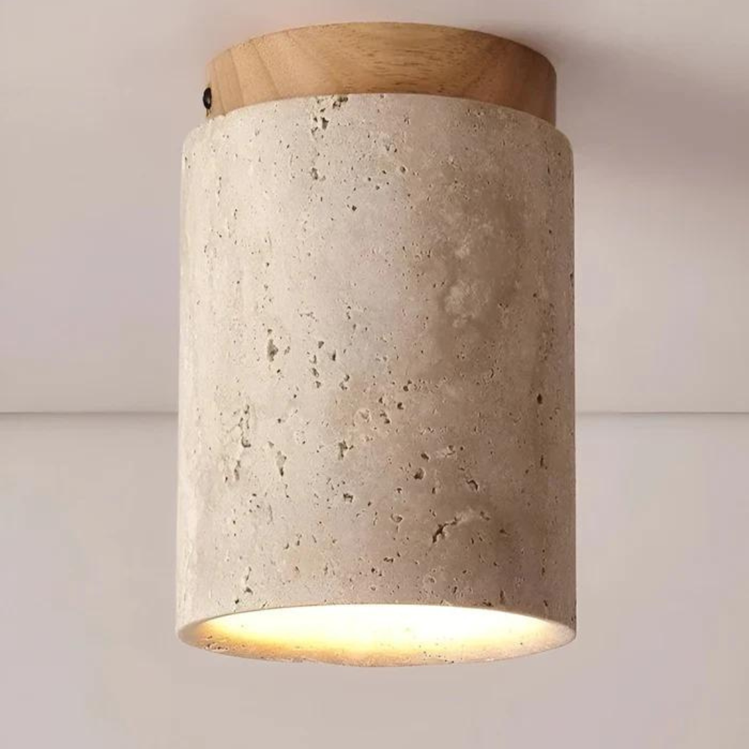 Ronde plafondlamp met Wabi Sabi design - Japanse stijl, natuurlijke materialen