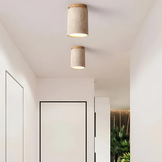 Ronde plafondlamp met Wabi Sabi design - Japanse stijl, natuurlijke materialen