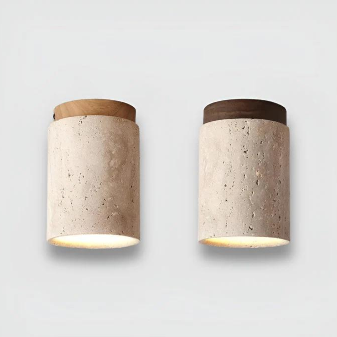 Ronde plafondlamp met Wabi Sabi design - Japanse stijl, natuurlijke materialen