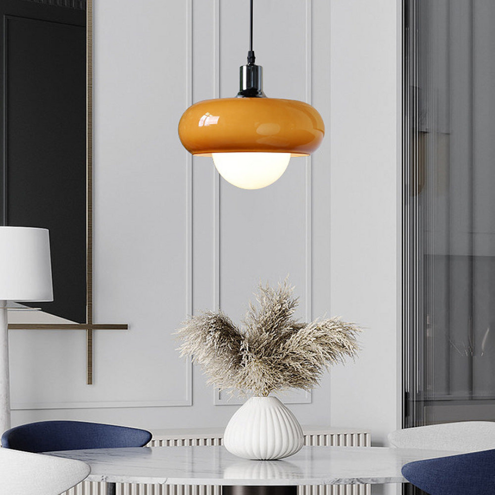 Bauhaus hanglamp met glazen koepel - Koffiekleurig en stijlvol