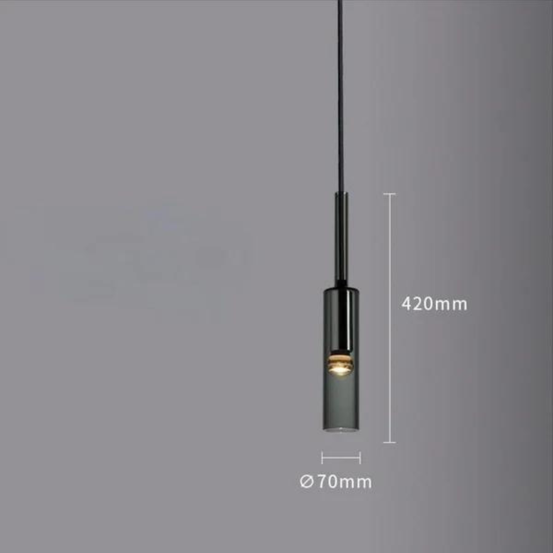 Donkere glazen hanglamp met verstelbare ophanging en modern design