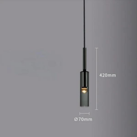 Donkere glazen hanglamp met verstelbare ophanging en modern design