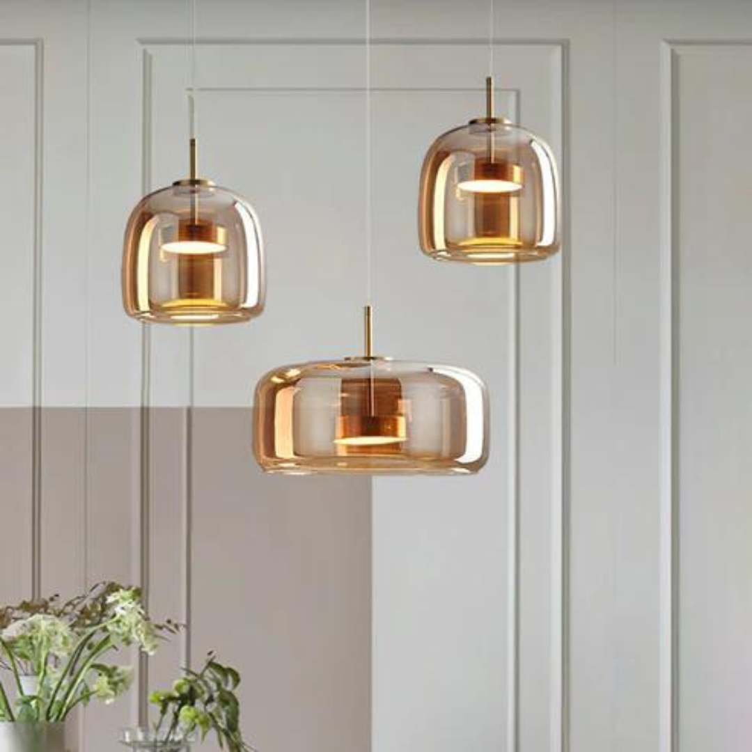 Retro LED hanglampen met gouden metalen en glazen afwerking