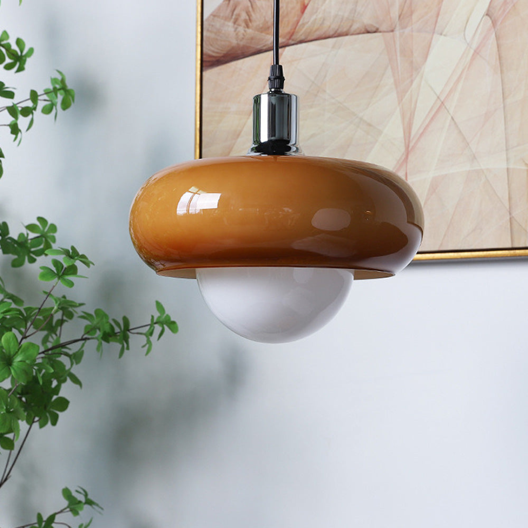 Bauhaus hanglamp met glazen koepel - Koffiekleurig en stijlvol