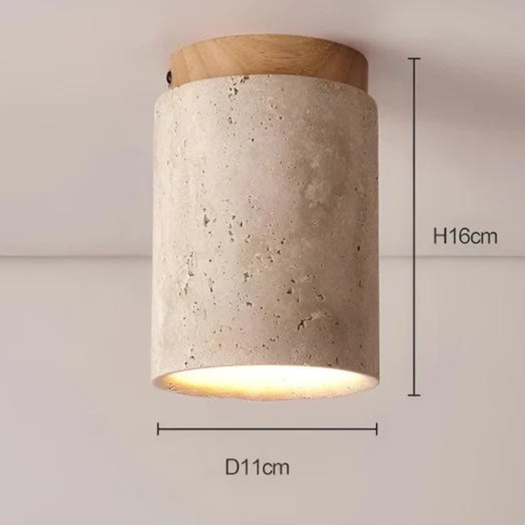 Ronde plafondlamp met Wabi Sabi design - Japanse stijl, natuurlijke materialen