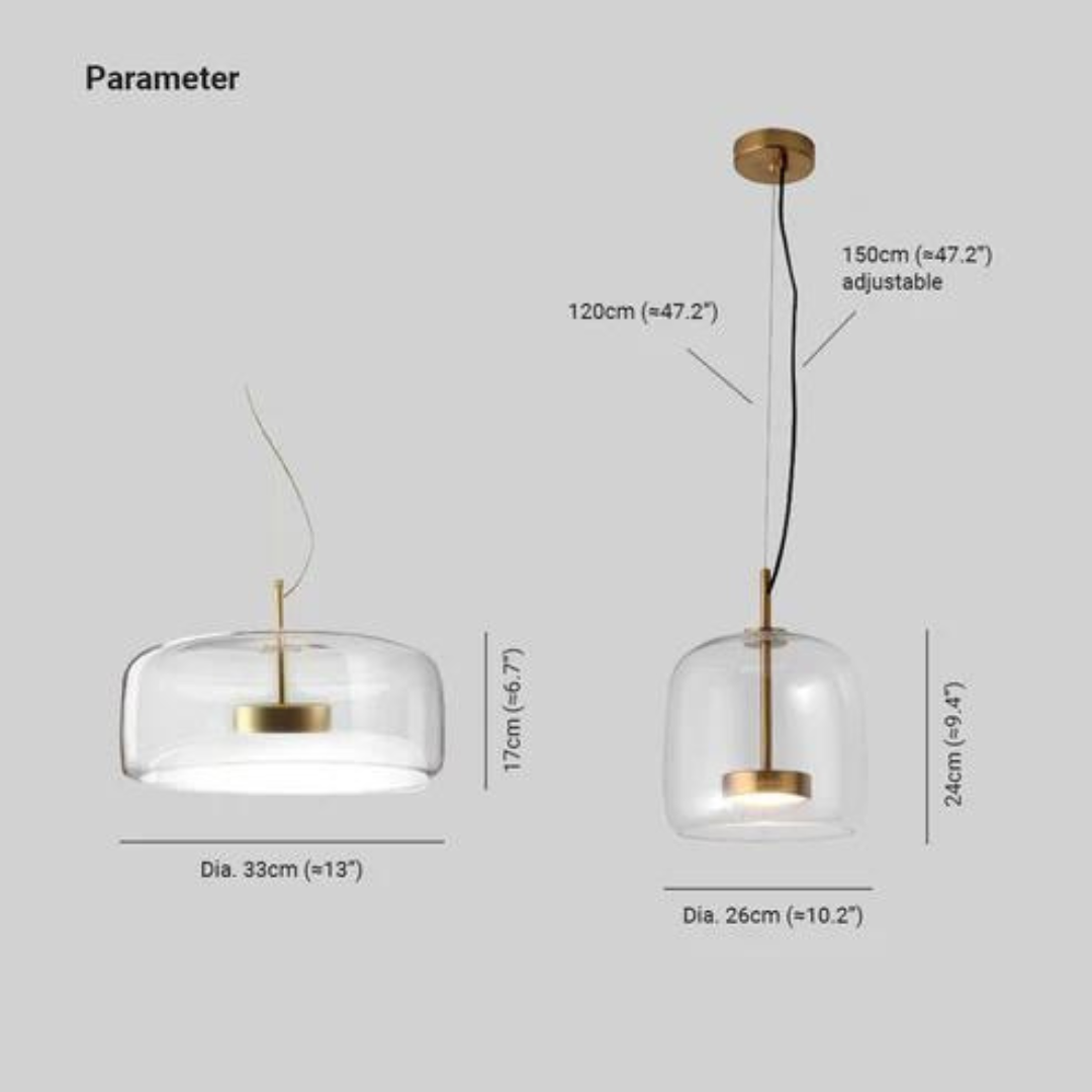 Retro LED hanglampen met gouden metalen en glazen afwerking