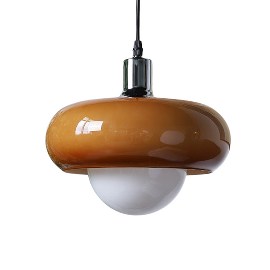 Bauhaus hanglamp met glazen koepel - Koffiekleurig en stijlvol