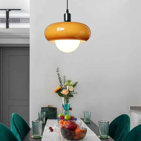 Bauhaus hanglamp met glazen koepel - Koffiekleurig en stijlvol