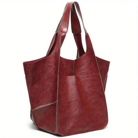 Ruime Leren Tote Bag met Elegant Design en Veilige Sluiting