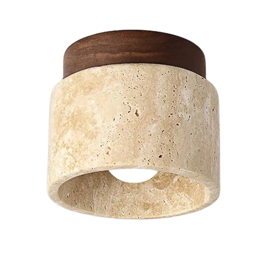 Japandi plafondlamp met steen en hout voor tijdloze elegantie