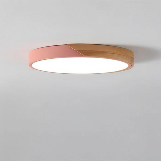 Stijlvolle plafondlamp met houten frame en geïntegreerde LED-verlichting