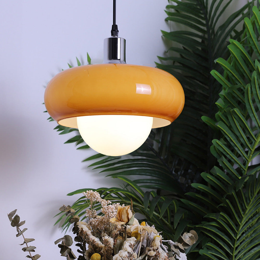 Bauhaus hanglamp met glazen koepel - Koffiekleurig en stijlvol