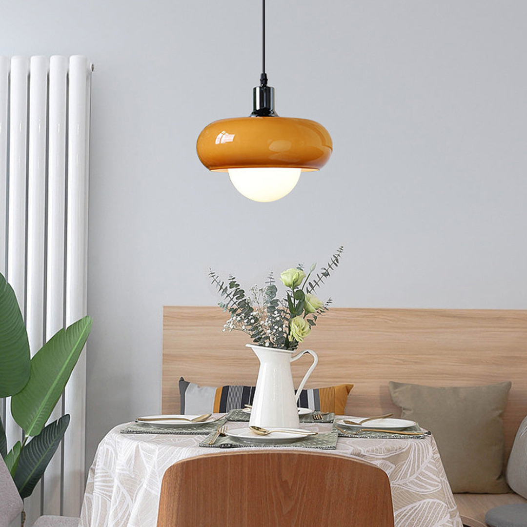 Bauhaus hanglamp met glazen koepel - Koffiekleurig en stijlvol