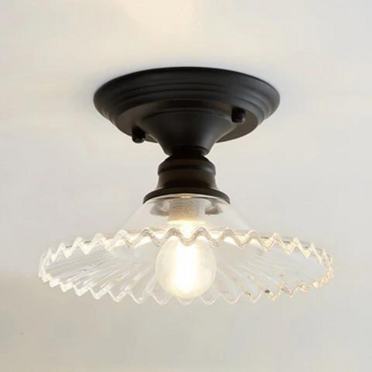 Industriële plafondlamp met ribbelglas voor heldere verlichting