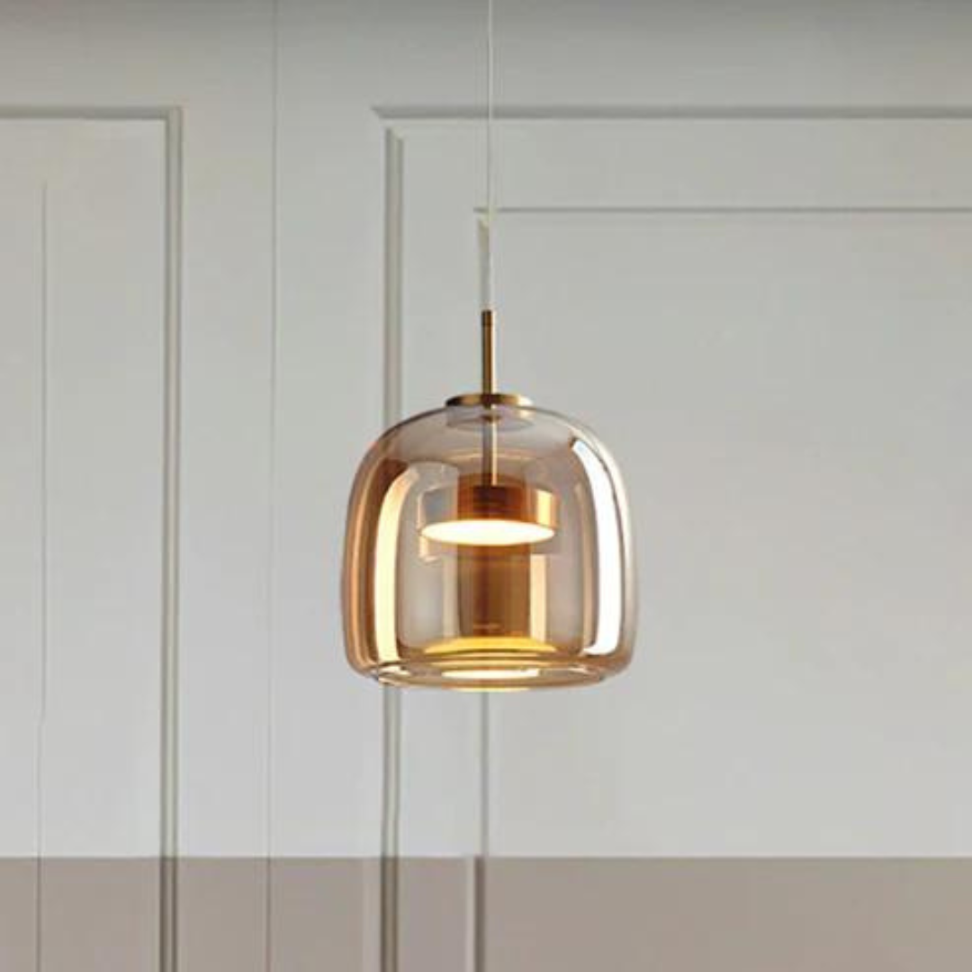 Retro LED hanglampen met gouden metalen en glazen afwerking