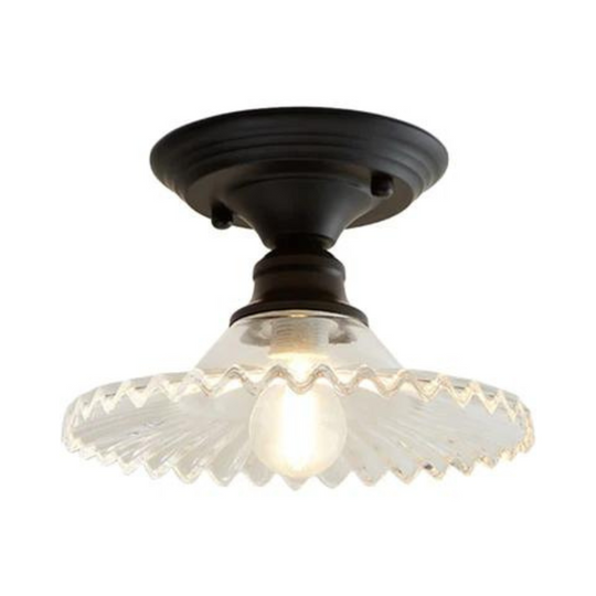 Industriële plafondlamp met ribbelglas voor heldere verlichting