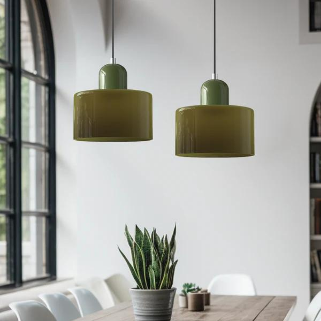 Moderne cilinder glazen hanglamp met orb-ontwerp