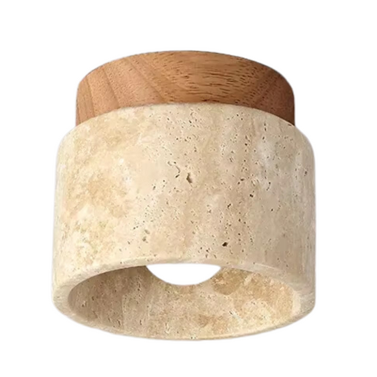 Japandi plafondlamp met steen en hout voor tijdloze elegantie