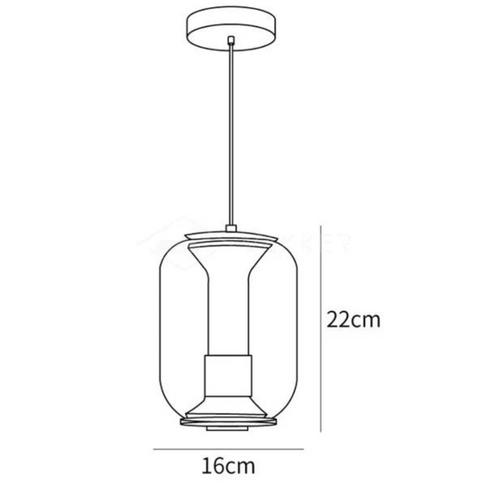 Moderne glazen hanglamp met sfeervolle verlichting