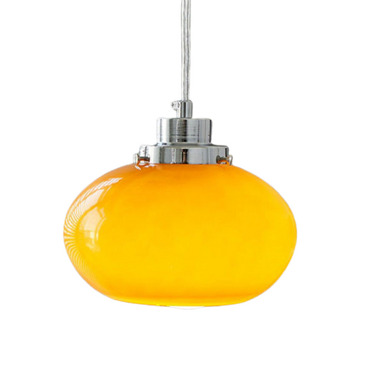 Bauhaus hanglamp met gele glazen kap - Vintage charme en modern design