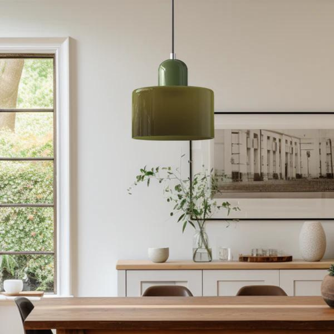 Moderne cilinder glazen hanglamp met orb-ontwerp