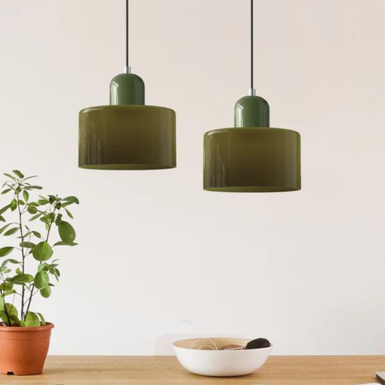 Moderne cilinder glazen hanglamp met orb-ontwerp