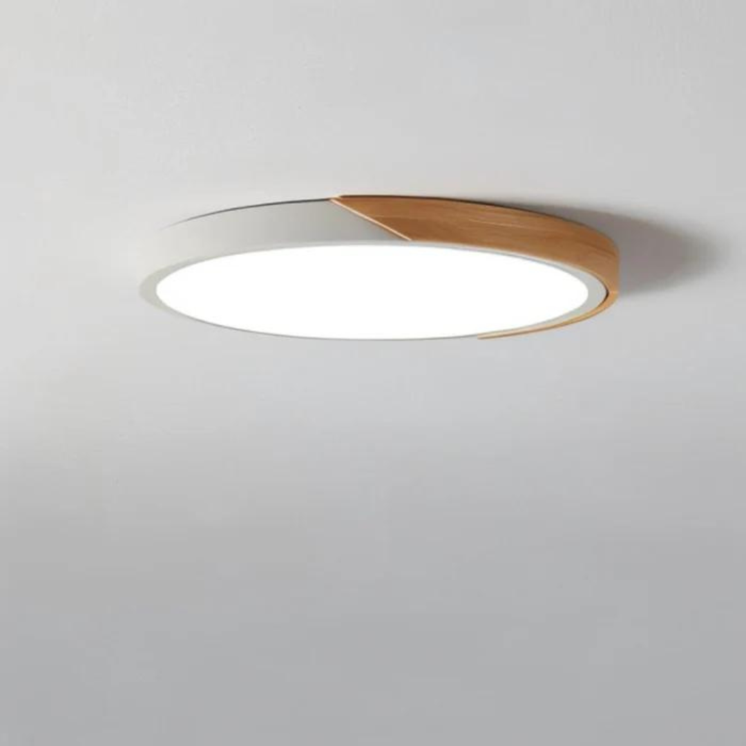 Moderne Plafondlamp met Hout en Metaal – Strak en Minimalistisch Design