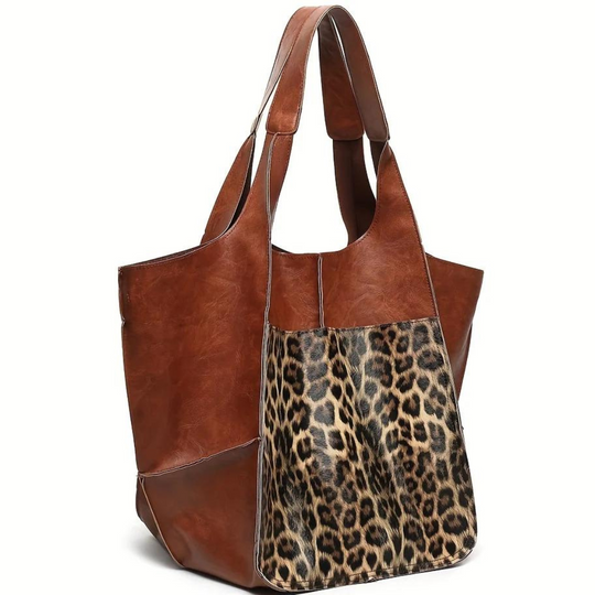 Ruime Leren Tote Bag met Elegant Design en Veilige Sluiting