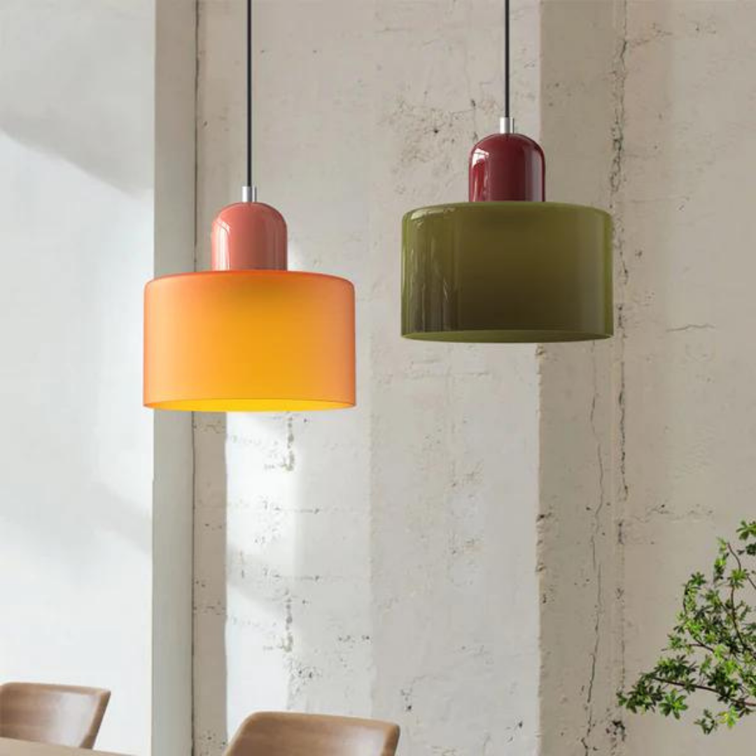 Moderne cilinder glazen hanglamp met orb-ontwerp