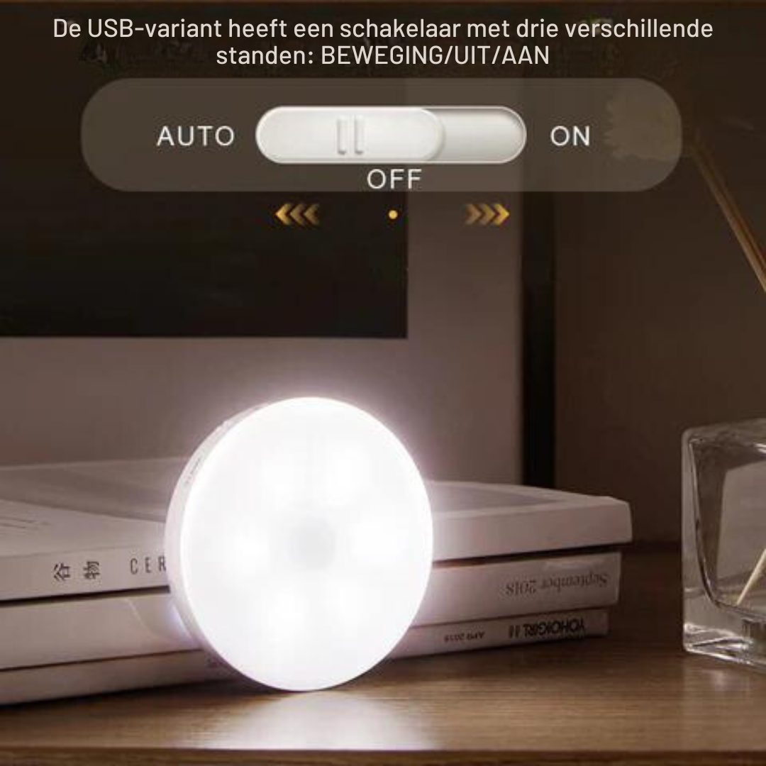 Ronde LED lamp met bewegingssensor - oplaadbaar en energiezuinig