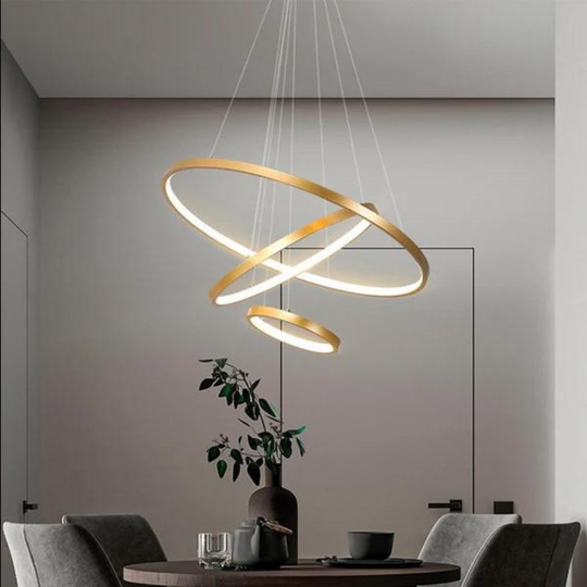 Moderne plafondlamp met verstelbare ringen en dimbare LED-verlichting