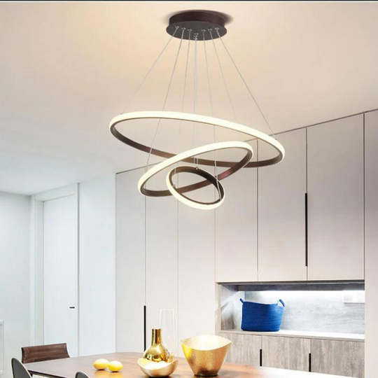 Moderne plafondlamp met verstelbare ringen en dimbare LED-verlichting