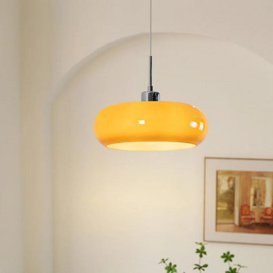 Moderne glazen hanglamp met dimbare LED-verlichting