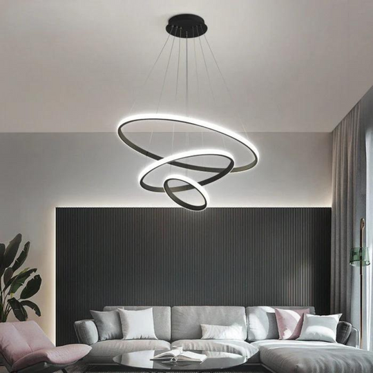 Moderne plafondlamp met verstelbare ringen en dimbare LED-verlichting