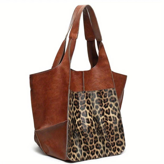 Ruime Leren Tote Bag met Elegant Design en Veilige Sluiting