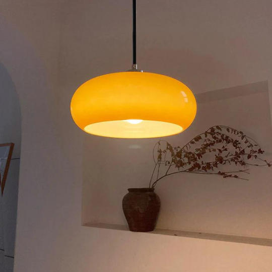 Moderne glazen hanglamp met dimbare LED-verlichting