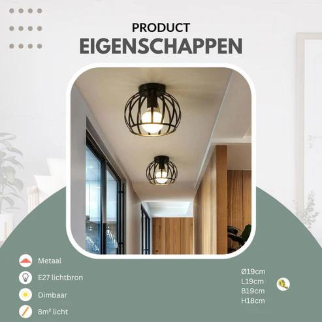 Industriële Plafondlamp met Open Design voor Optimale Verlichting