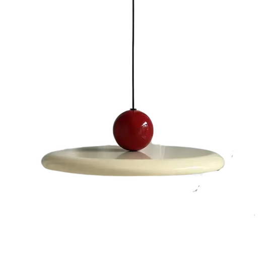 Moderne glazen hanglamp in Bauhaus stijl met speelse UFO-vorm