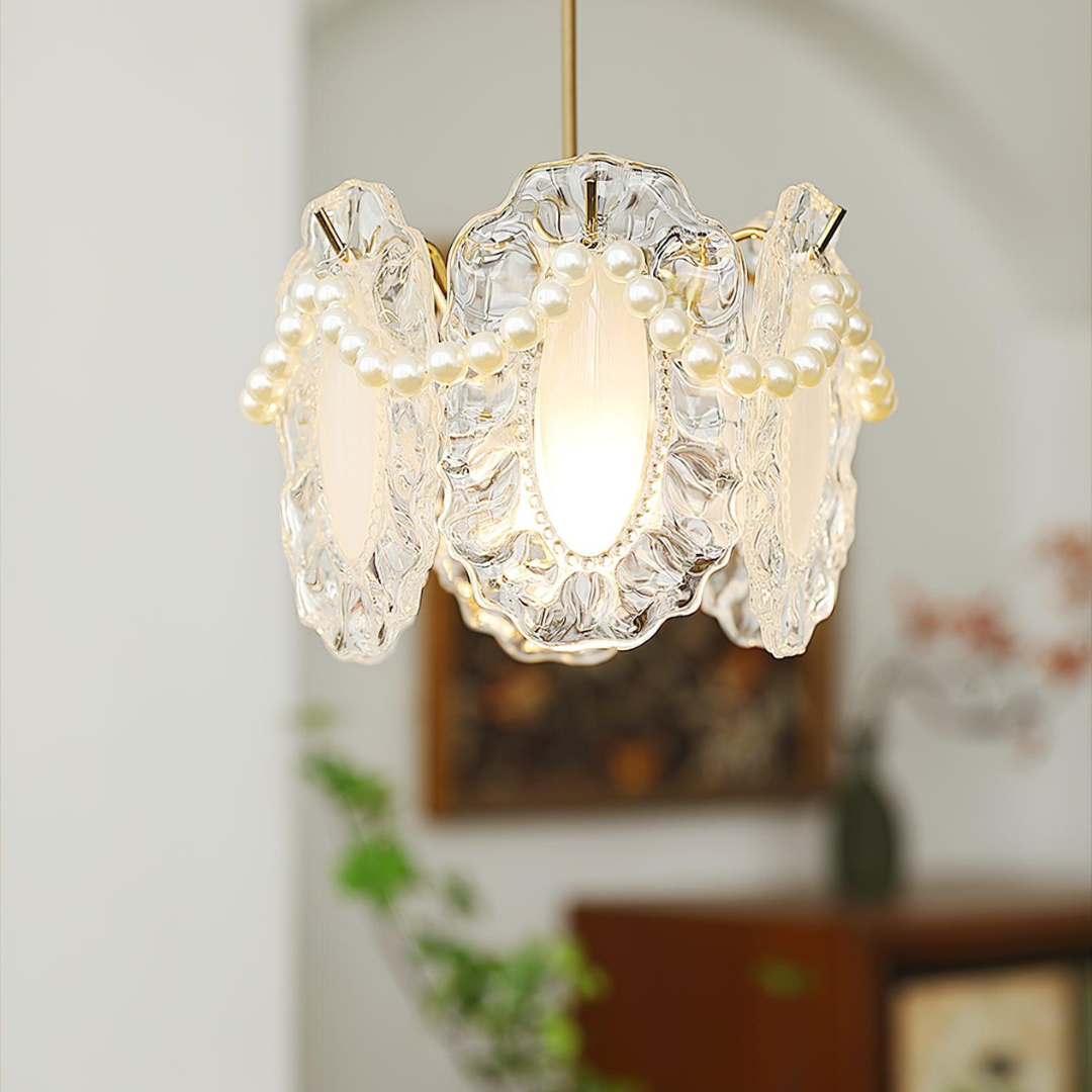 Glazen Hanglamp met Bloemmotief - Elegant en Uniek Design