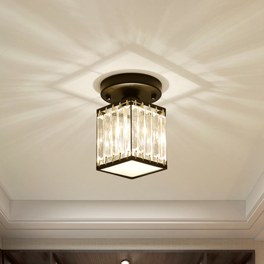 Kristal Foyer Plafondlamp - Modern Zwart/Goud Semi-Flush Design