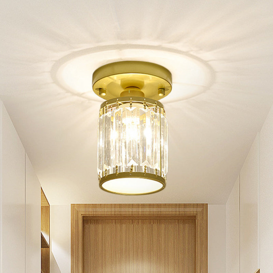 Kristal Foyer Plafondlamp - Modern Zwart/Goud Semi-Flush Design