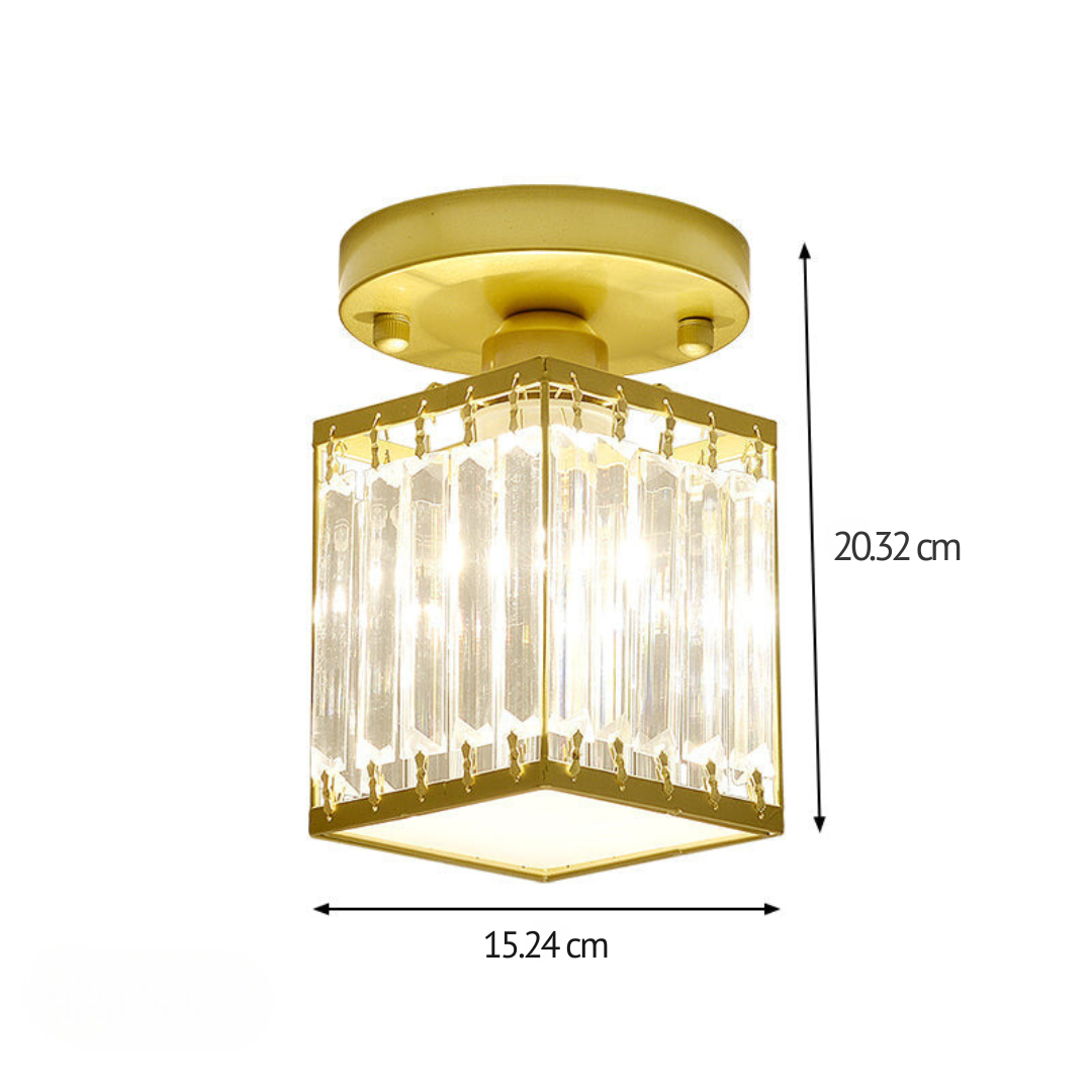 Kristal Foyer Plafondlamp - Modern Zwart/Goud Semi-Flush Design