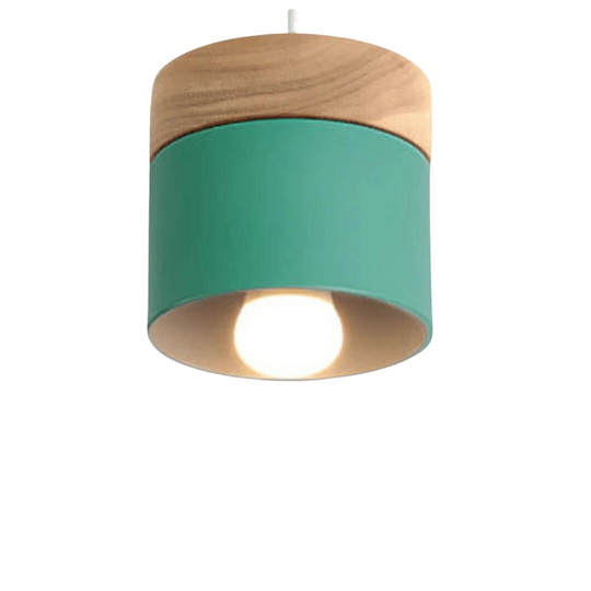 Moderne plafondlamp in hout en metaal met opvallend design