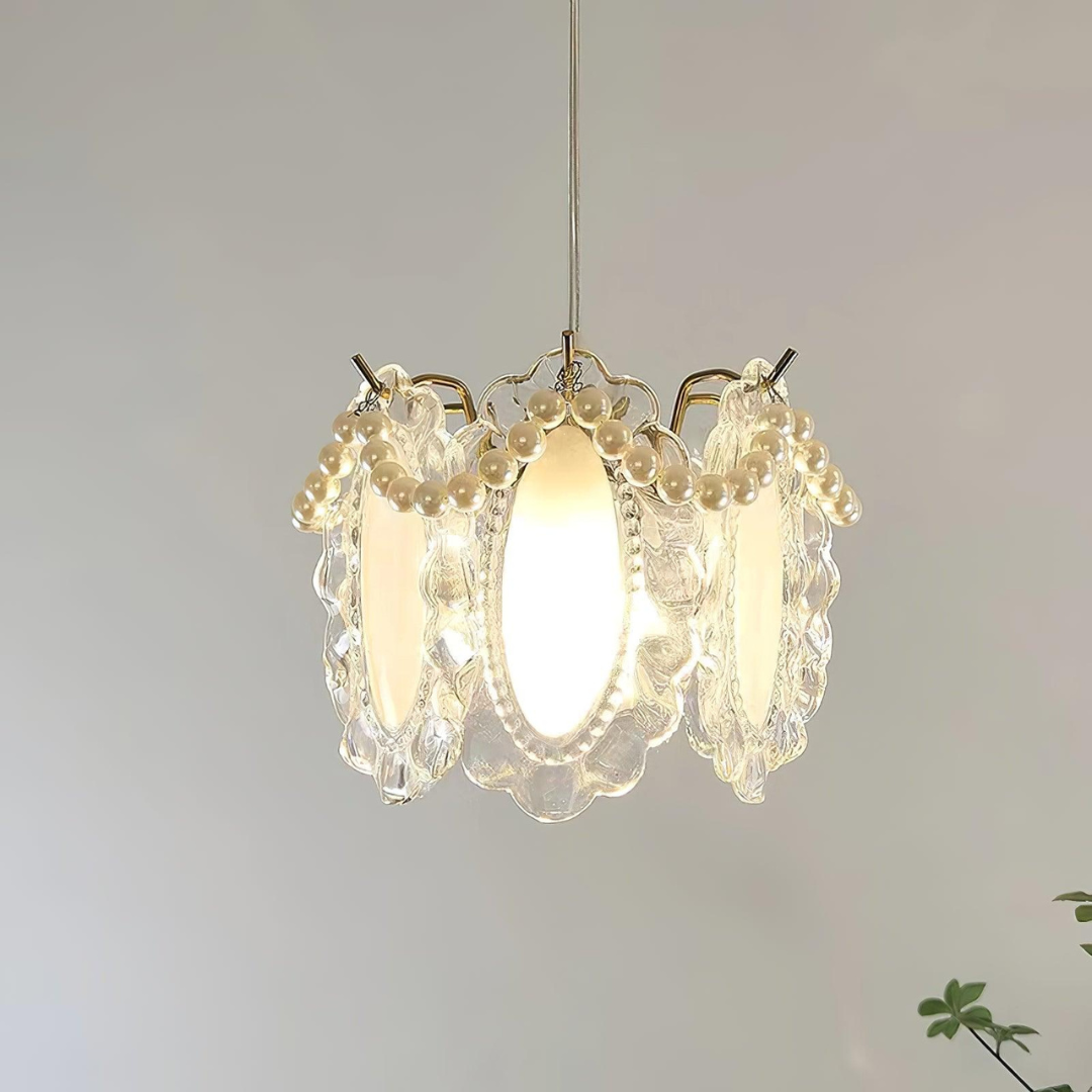 Glazen Hanglamp met Bloemmotief - Elegant en Uniek Design