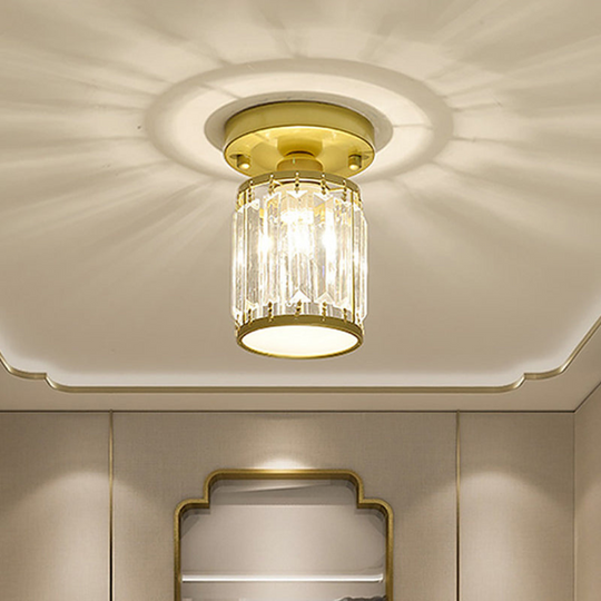 Kristal Foyer Plafondlamp - Modern Zwart/Goud Semi-Flush Design