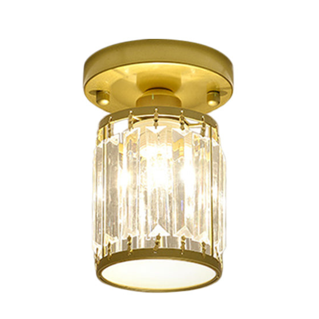 Kristal Foyer Plafondlamp - Modern Zwart/Goud Semi-Flush Design