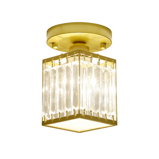 Kristal Foyer Plafondlamp - Modern Zwart/Goud Semi-Flush Design