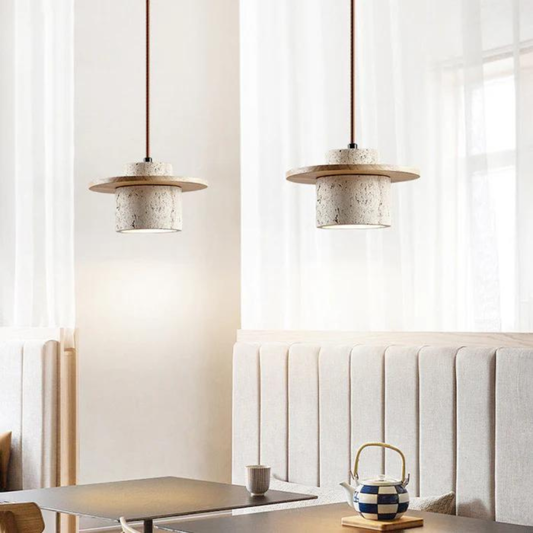 Hanglamp van Travertin met Natuurlijke Elegantie