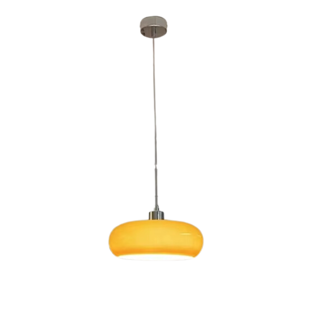 Moderne glazen hanglamp in broodvorm - Oranje en Wit