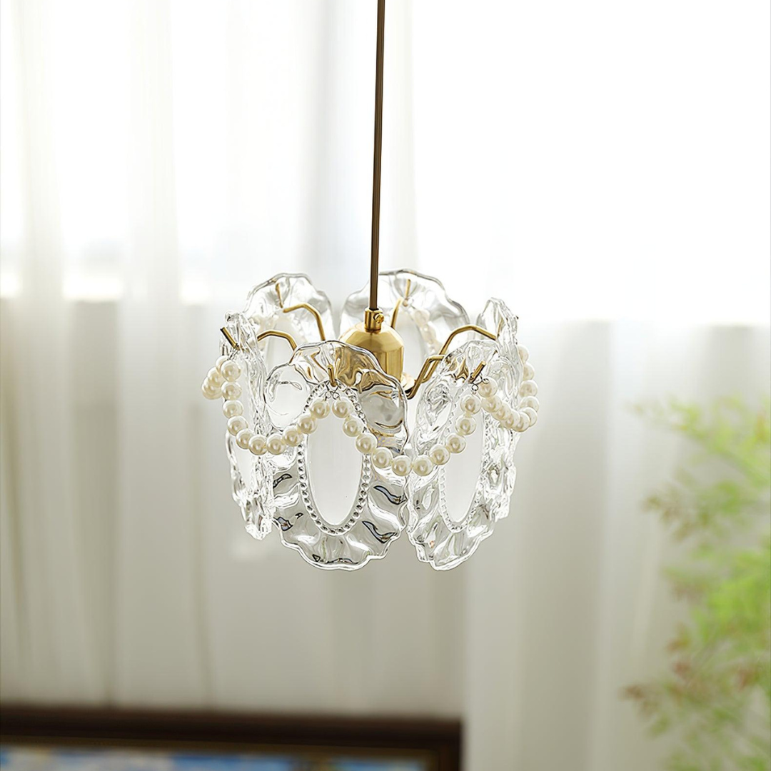 Glazen Hanglamp met Bloemmotief - Elegant en Uniek Design